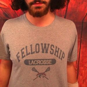 FELLOWSHIP LACROSSE Gray 100% Cotton Size L Tee